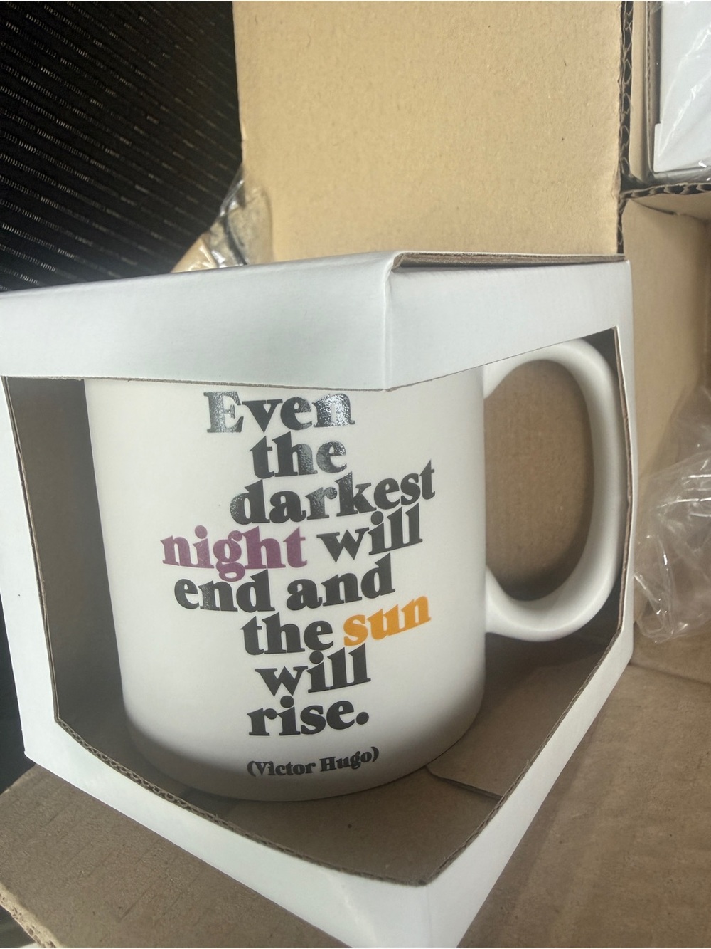 White Ceramic Quote Mug with Color Accent